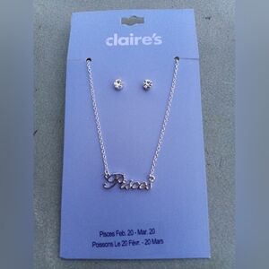 2/$10 Claire's Silver Pisces Necklace and Earring Set